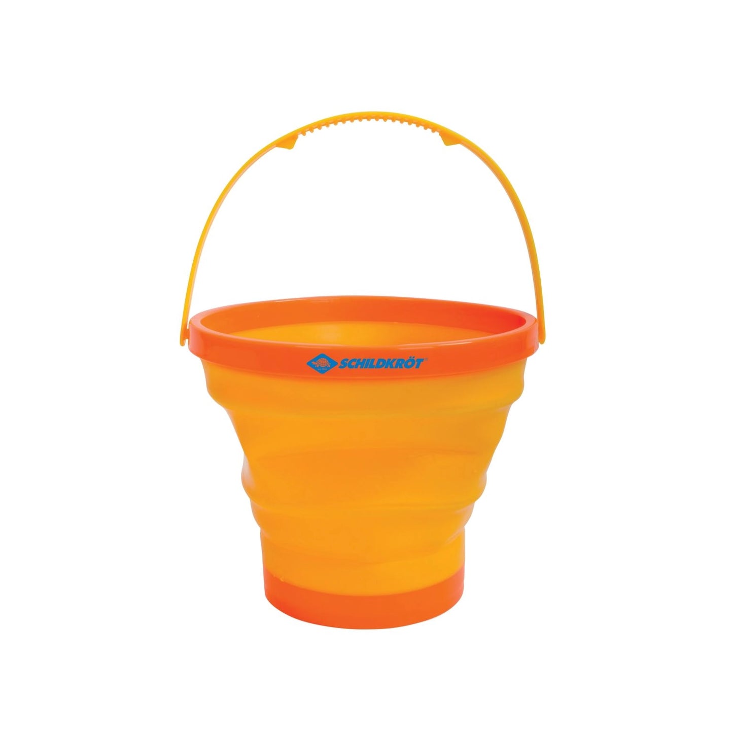 Seau de plage pliable couleur orange Schildkröt- version ouvert avec la hanse soulevée