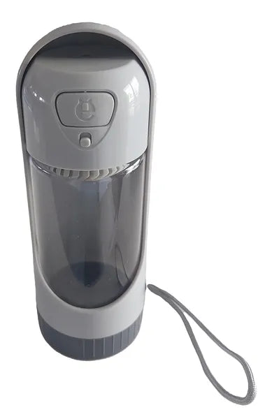 Bouteille d'eau compacte pour chien en version grise vue dans son entièreté