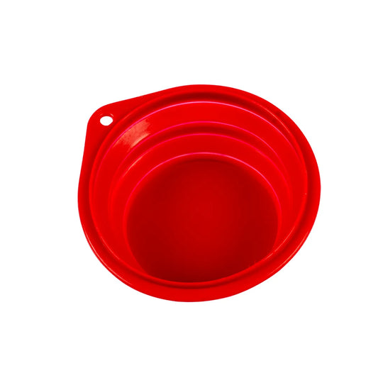 Gamelle rétractable pour animaux de compagnie rouge en vision de haut