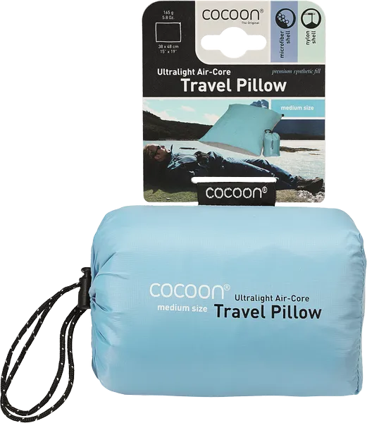 Air-Core Pillow ultralight – Oreiller de voyage ultraléger - bleu - vue de la pochette avec étiquette