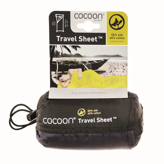 Housse de lit de voyage en coton/soie dans sa pochette Cocoon