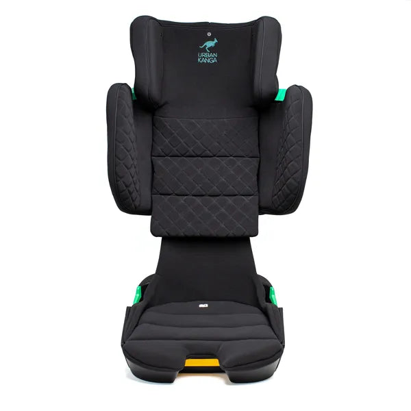 Siège auto pliable Wallaroo 2.0 i-Size (100–150 cm) – vue de face avec le dossier relevé au maximum