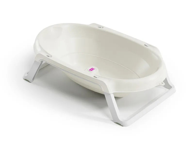 Baignoire pliable pour bébé couleur écru – vue de profil dépliée