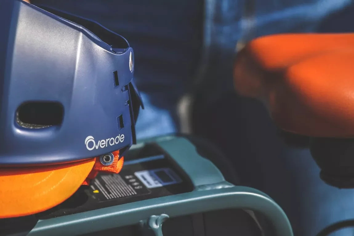 casque pliable bleu Overade zoom sur la marque
