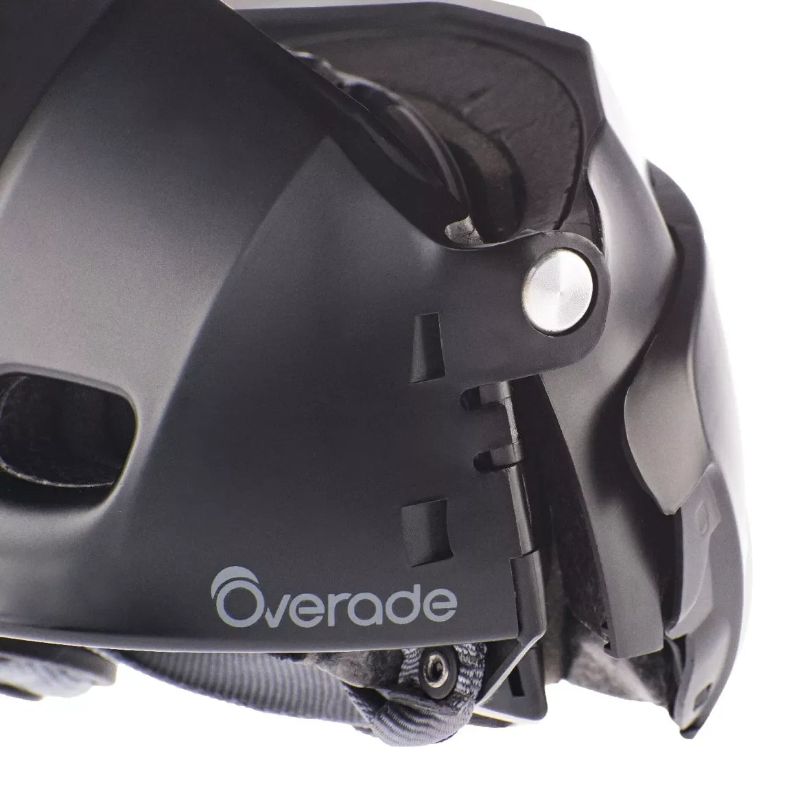 casque pliable noir overade - zoom sur le mécanisme qui permet de plier le casque