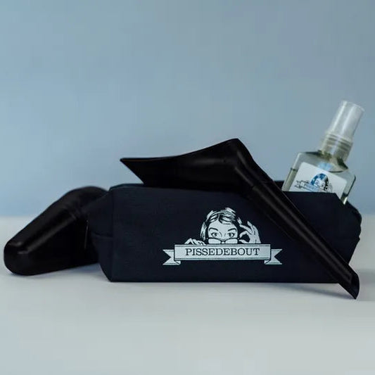 Kit Pisse-debout noir avec trousse et gel désinfectant