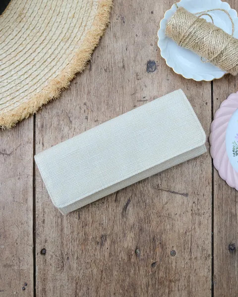 Pochette à bijoux Maison Scarlett - Modèle Catherine - lin beige - Vue fermée
