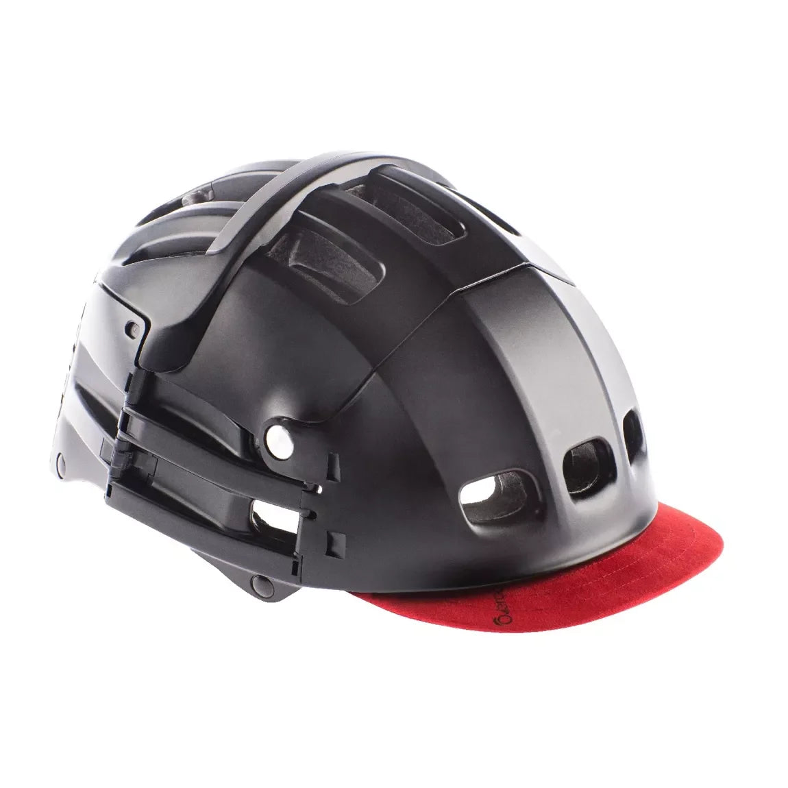 visière rouge PLIXI FIT de Overade - vue sur un casque noir
