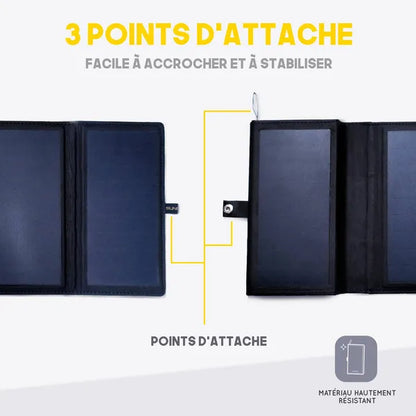 Electron, batterie solaire portable de Sunslice - vue des points d'attache: 3 points d'attache, facile à accrocher et à stabiliser