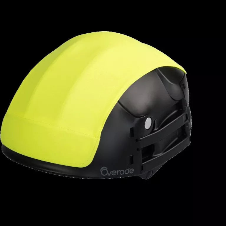 Couvre-casque jaune amovible pour casque PLIXI FIT - mise en situation sur casque noir
