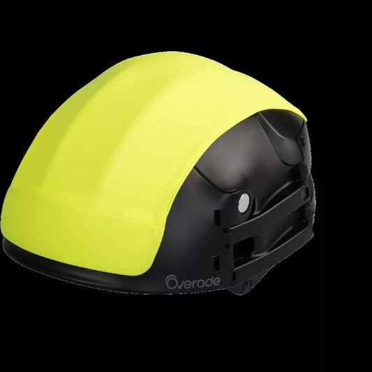 Couvre-casque jaune amovible pour casque PLIXI FIT - mise en situation sur casque noir