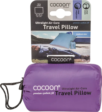 Air-Core Pillow ultralight – Oreiller de voyage ultraléger - violet - vue de la pochette avec étiquette