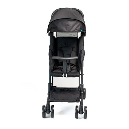 Poussette de voyage Urban Kanga noire- vue de face dépliée avec le pare-soleil déplié