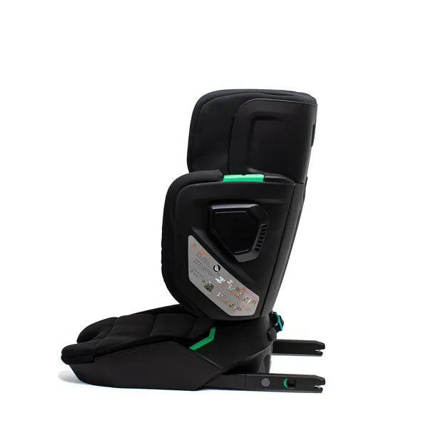  Siège auto pliable Wallaroo 2.0 i-Size (100–150 cm) – vue de profil avec le dossier abaissé et les système isofix déployé