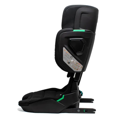 Siège auto pliable Wallaroo 2.0 i-Size (100–150 cm) – vue de profil avec le dossier monté au maximum et les système isofix déployé