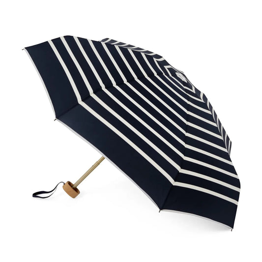 Mini parapluie pliant Anatole - Modèle PABLO - marinière bleu marine- vue du parapluie ouvert