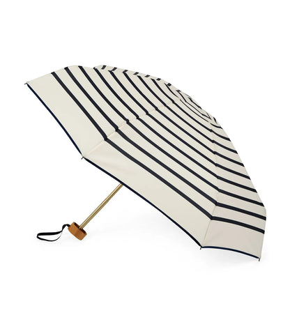 Mini parapluie pliant Anatole - Modèle Henri - marinière rayures bleus - vue du parapluie ouvert