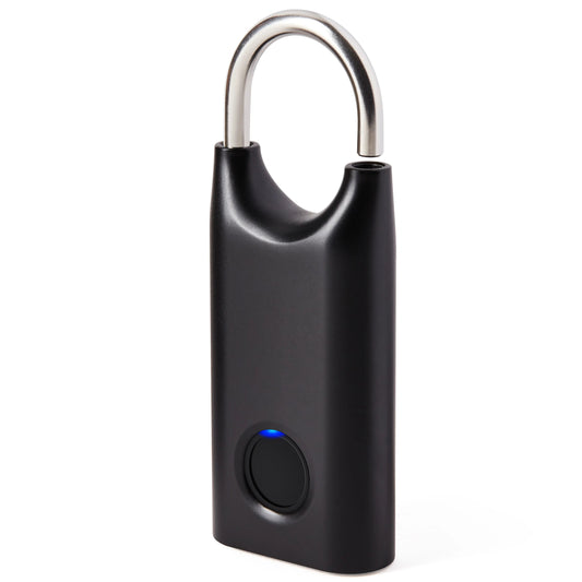 Cadenas biométrique à empreinte digitale noir – vue du cadenas semi-ouvert