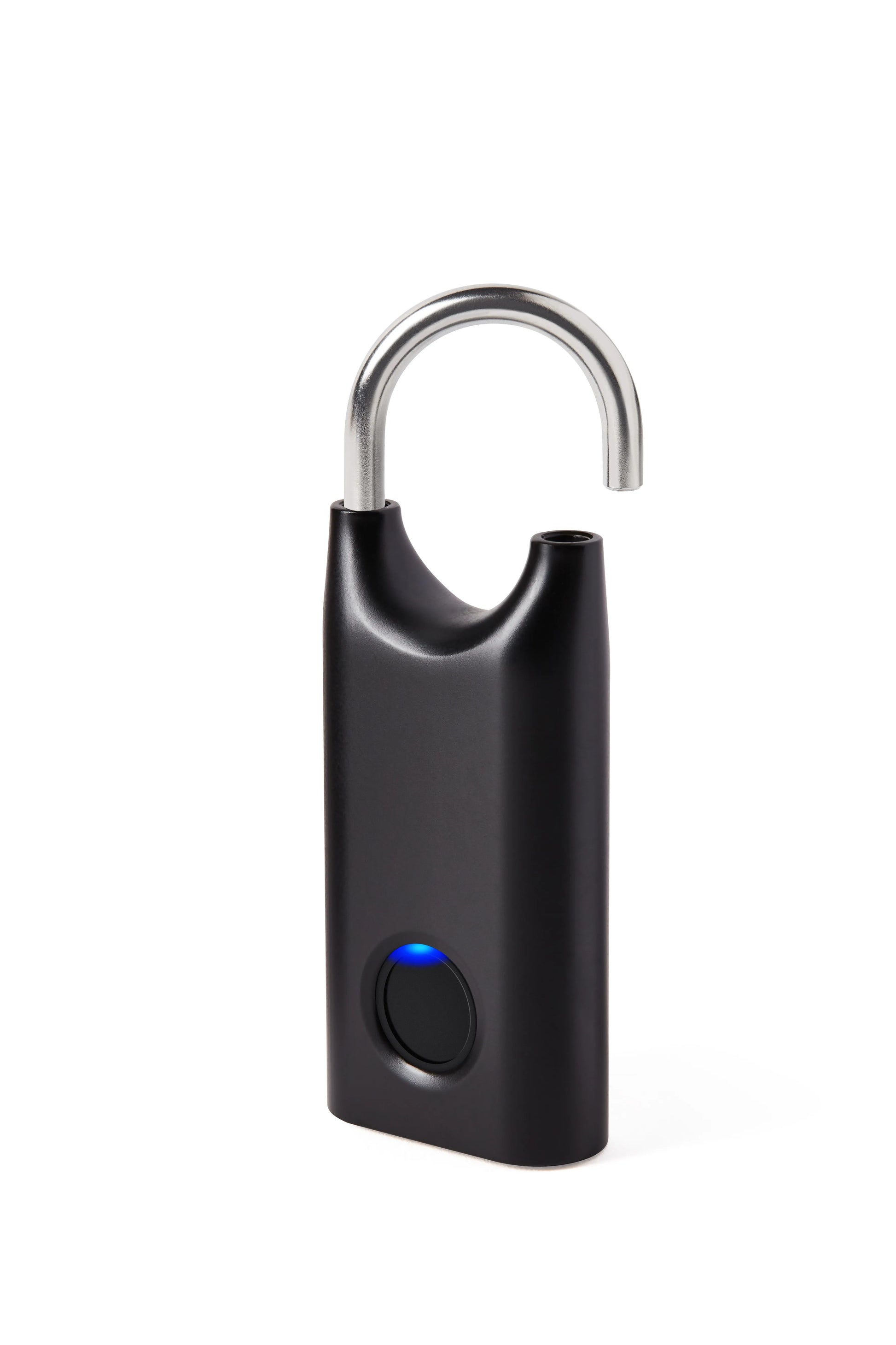 Cadenas biométrique à empreinte digitale noir – vue du cadenas ouvert