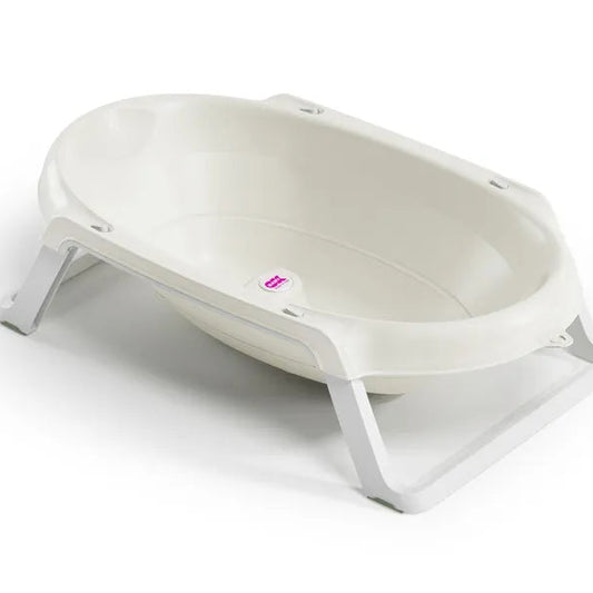 Baignoire pliable pour bébé couleur écru – vue de profil dépliée