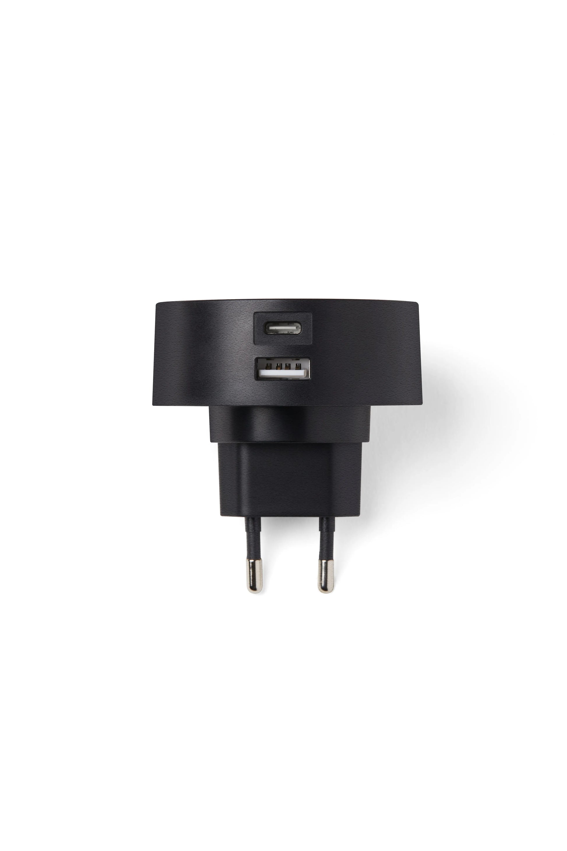  Chargeur secteur international couleur noire – en vue de profil avec les deux systèmes de connexions