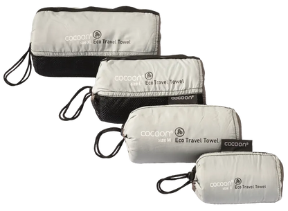 Serviette de voyage ultralégère Cocoon – vue des pochettes : S, M, L et XL