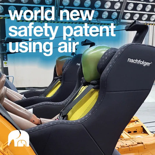Siège auto gonflable HyFive OneTT CITY de Nachfolger - vue de profil lors des essais de sécurité en usine