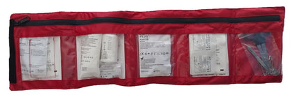 Trousse de secours déroulable - Moyenne ouverte avec Compresses, Bande élastique, Pansements, Ruban adhésif, Paire de gants jetables, Lingettes nettoyantes pour la peau, Ciseaux pour bandage, Pincette, Lot d’épingles de sûreté assorties 