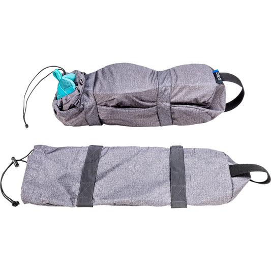Sac à chaussures compressible de Coccon - vues avec chaussures et compressé et sans chaussures