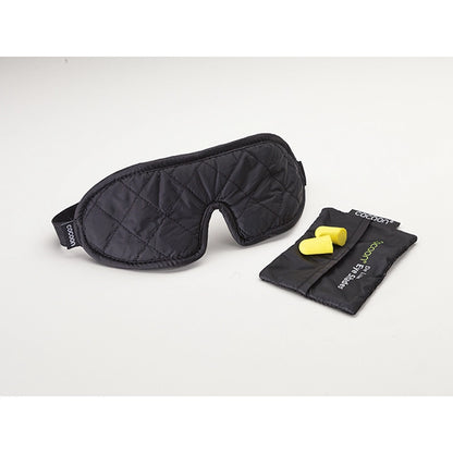Masque de sommeil noir + bouchons d'oreilles jaune + pochette de rangement de Cocoon 