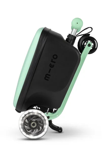 Micromobility Micro Scooter Luggage Junior LED Mint – valise trottinette pour enfants –  vue de profil de la valise fermée